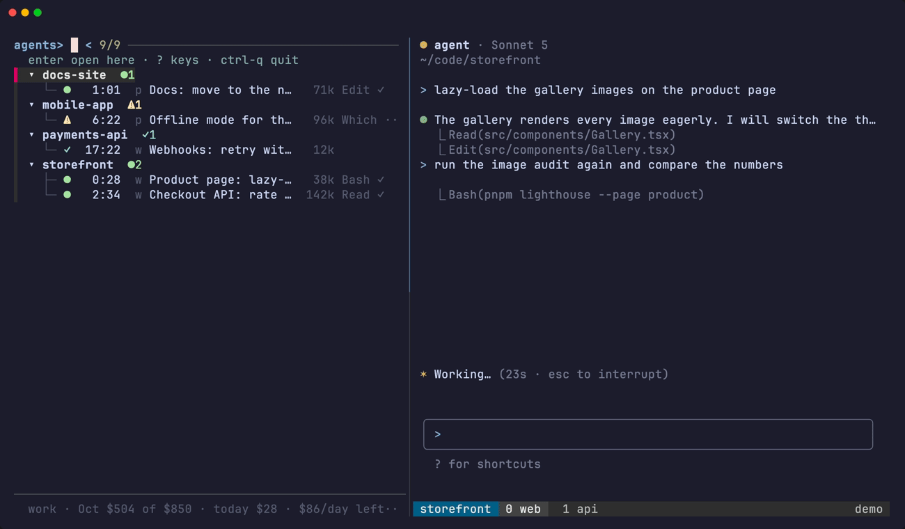 Starting a new chat from the dashboard